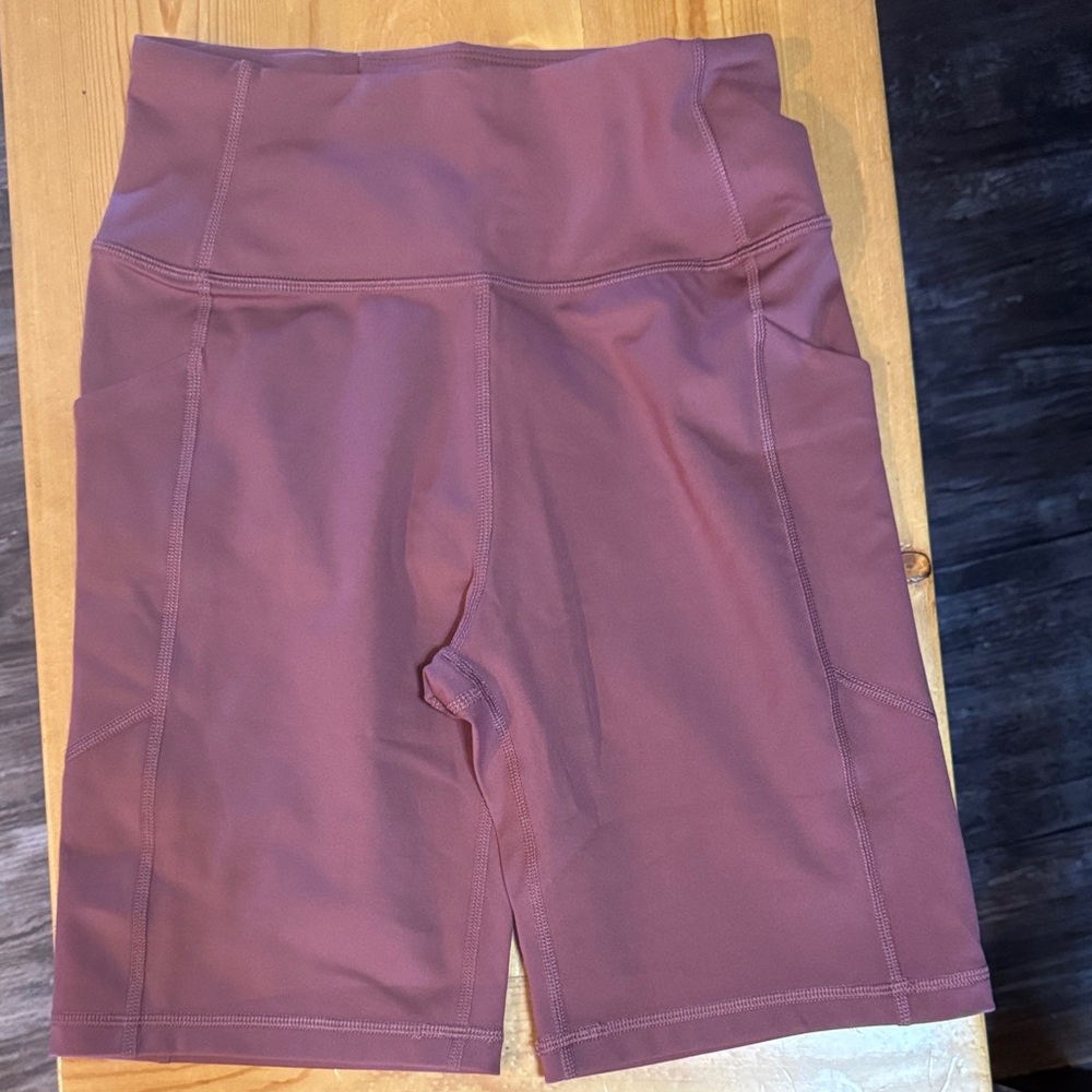 FIGS High-Rise Bike Shorts in Dusty Mauve